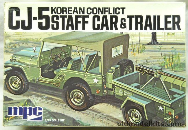MPC 1/25 Jeep CJ-5 Staff Car and Trailer Korean Conflict, 1-1210-250 plastic model kit